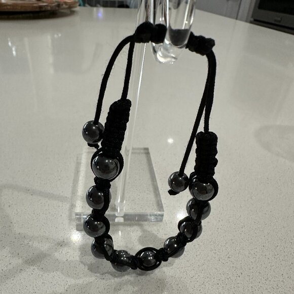 Men's Adjustable Hematite Bead Bracelet or Anklet - Picture 3 of 4